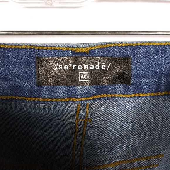 Serenede Jeans Men's Size 40 x 32 Distressed Stretch Blue Denim Tapered - Picture 5 of 10